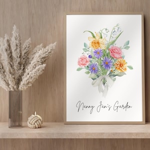 Benutzerdefinierte Geburtsblumenstrauß I Benutzerdefinierter Druck Blumenluft I Das beste Geschenk für Muttertag, Geburtstag, Familie