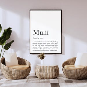 Definizione di mamma Poster incorniciato I Arte murale per la famiglia I Regali I Bellissimo poster I Festa della mamma I Regalo perfetto per la mamma