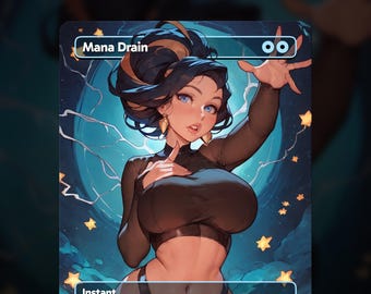 Mana Drain - TCG Proxy Waifu Card - Anime Art - Commander Deck, EDH