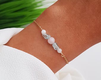 Fertility Bracelet, Fertility Crystals, Fertility Gift, Aquamarine Moonstone Rose Quartz Jewelry, IVF Trying to Conceive Pregnancy Bracelet
