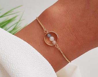 Fertility Bracelet - Moonstone, Rose Quartz, Aquamarine Bracelet, Fertility Crystal Jewelry, Pregnancy Support, IVF Gift, Fertility Gift