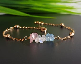 Fertility Bracelet, Fertility Support Crystals Moonstone Rose Quartz Aquamarine, Healthy Pregnancy, IVF Gift, Pregnancy Gift, Mom To Be Gift