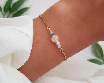 Fertility Bracelet, Fertility Crystals Rose Quartz Aquamarine, Moonstone, Fertility Jewelry, Pregnancy Support, IVF gift, Trying To Conceive