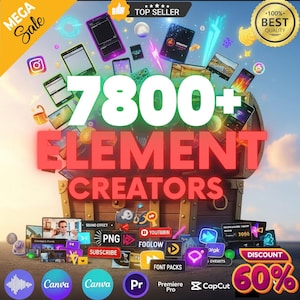 7800+ Element Creators Bundle, 14GB Mega Pack | Premiere Pro, DaVinci Resolve, Final Cut Pro | Overlays, Transitions, LUTs, SFX Lifetime