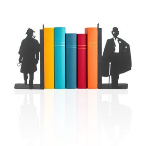 Sherlock Holmes and Arsene Lupin Decorative Bookends, Detective Figure Bookends, Super Heroes Book Stands, Sherlock Holmes Metal Book Holder