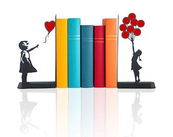 Boekensteunen meisje met ballon, Banksy Arts, Street Arts, Graffitikunst, Boekenstandaards met Hope-thema, Boekensteunen Vliegend Ballonmeisje, Boekensteunen Vliegend Ballonmeisje, Banksy Arts, Straatkunst, Graffitikunst