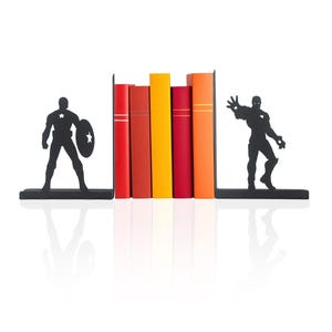 Superheld metalen boekensteunen voor kinderkamer, boekensteunen met tekenfilmthema, boekensteun held, perfect voor jongens, boekensteunen met fantastisch karakter