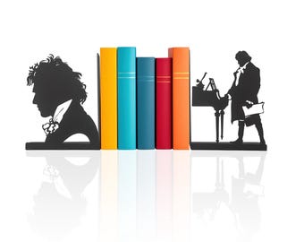 Beethoven Silhouette Metal Bookends, Music Lover Gift