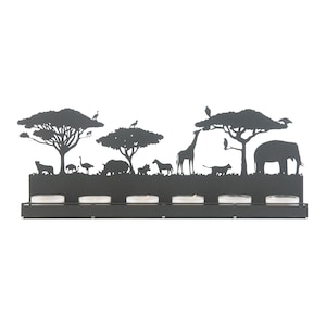 Photophore animaux, bougeoir en métal savane africaine, décoration animalière, bougeoir emblématique animaux de safari,