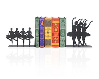 Metal Ballerina Bookends, Ballet Dancer Book Holders