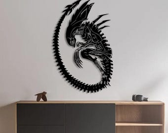Xenomorph Metal Wall Art: Sci-Fi Horror Decor