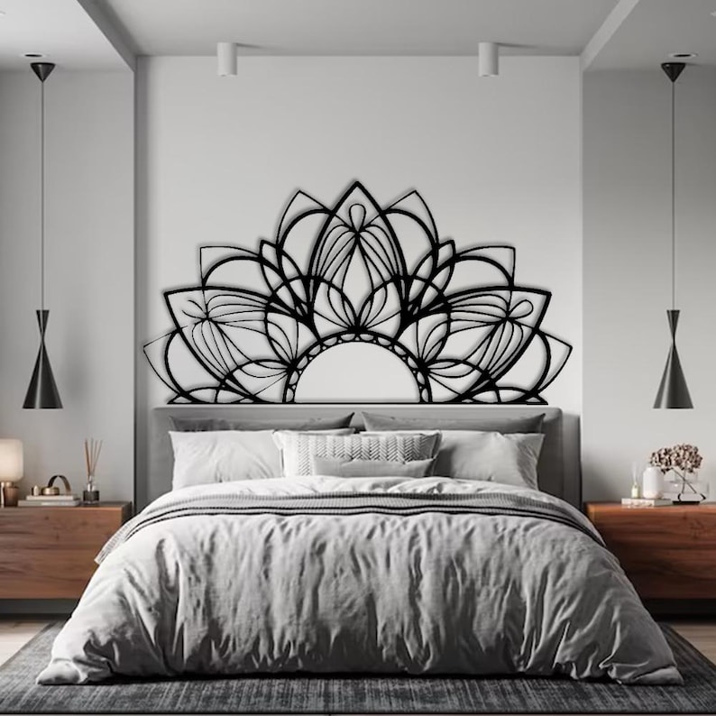 Vintage Headboard, Mandala Patterns Headboard, Above Bed Decor, Bedroom ...