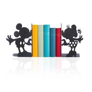 Mickey and Minnie Bookends, Decorative Cartoon Characters Mouse Figures Bookend, Cartoon Themed Book Ends for Kids, Mr and Mrs Mouse Bookend