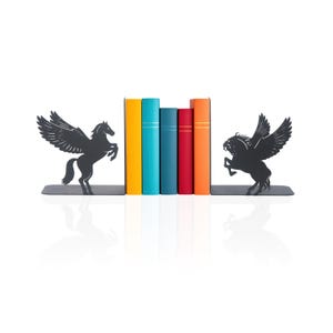 Bookends with Pegasus, Flying Horse Bookends, Greek Mythological Creatures Bookends, Pegasus Book Holders, Decorative Pegasus Metal Bookends