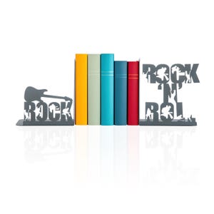 Bookends Rock N Roll, Music Themed Bookend, Rock Stars Book Supports, Guitar Players Book Stands, Gift for Music Lovers, Guitar Book Ends