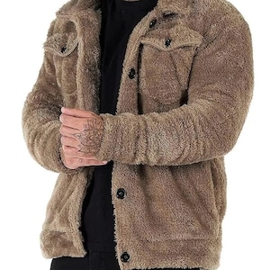 Chaqueta de lana sherpa para hombre, cálida para invierno