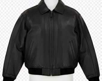 Handmade 90s Retro Vintage Style Black Genuine Sheepskin Leather
