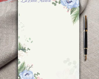 Elegant Garden Inspired Custom Notepad • Personalized Stationery with Name • Feminine Floral Writing Pad for Desk, Home or Letter Writing