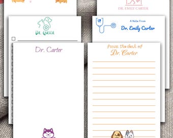 Personalized Veterinarian Notepad – Custom Name Vet Stationery – Cute Gift for Pet Doctors, Vet Students, or Animal Hospital Staff