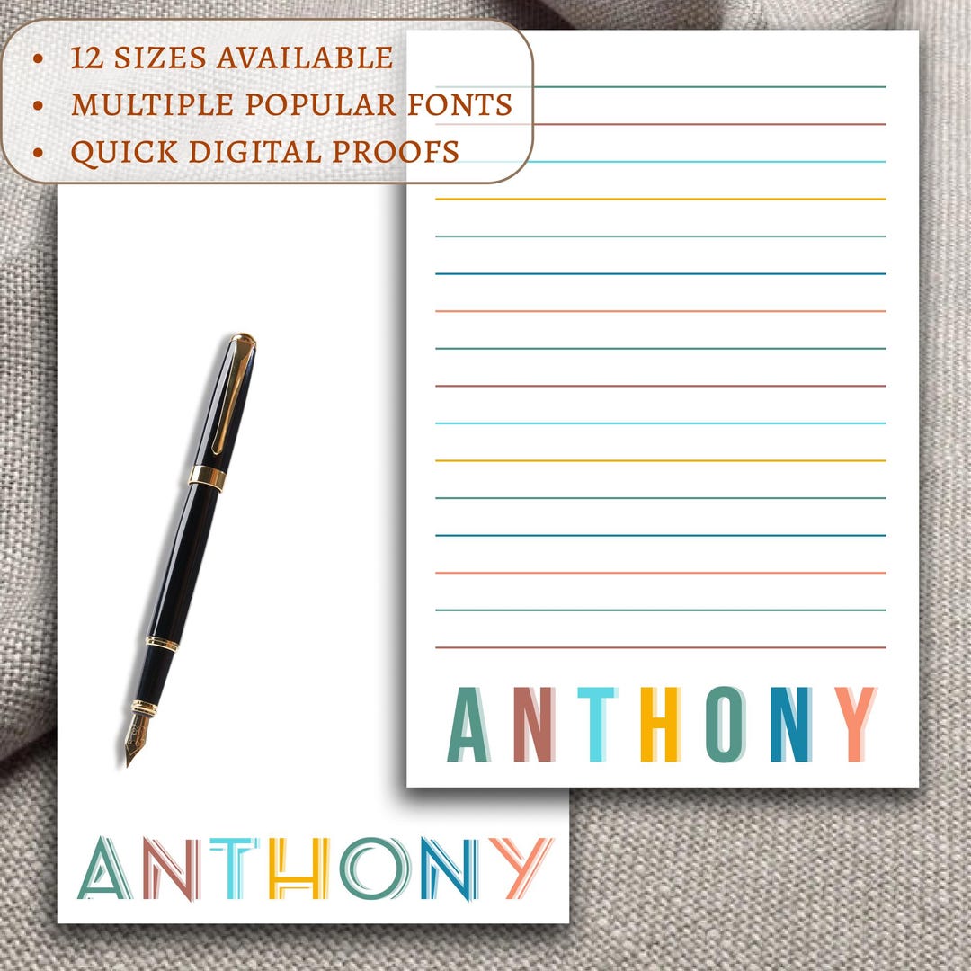 Colorful Name Notepad – Personalized Rainbow Letter Pad for Kids or ...