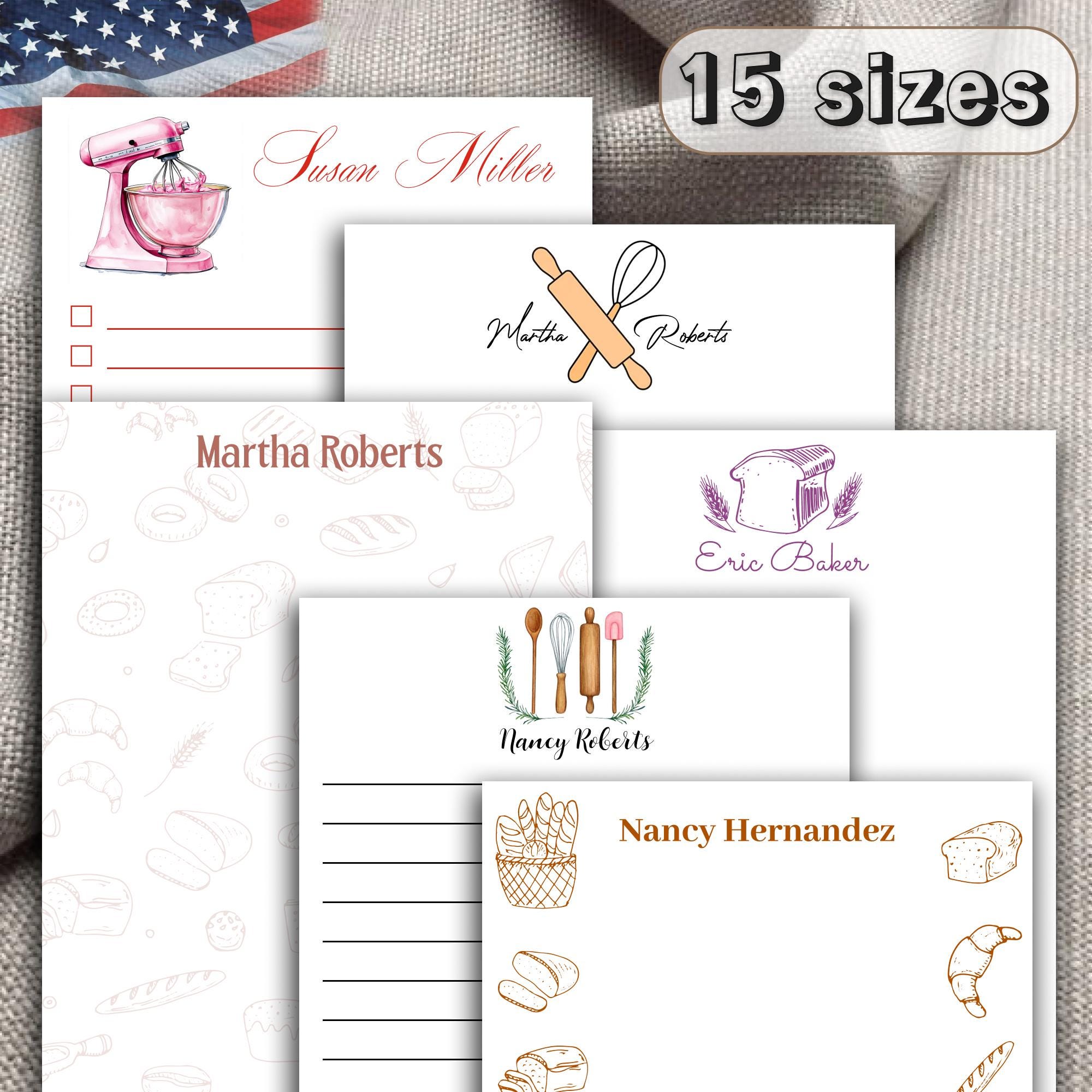 Personalized Baking Notepad – Custom Name Pad With Bread, Mixer Design ...
