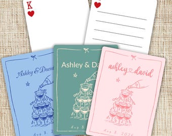 Custom Wedding Guest Book Cards – Champagne Tower Design – Personalized Playing Card Alternative with Names & Date – Unique Wedding Keepsake