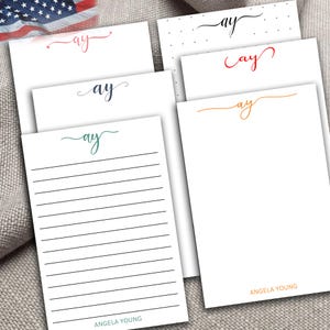 Personalized Notepad, Personalized Brush Lettered Notepad with Swashes, Custom Script Writing Pad,  Monogram Notepad, Gifts for Her