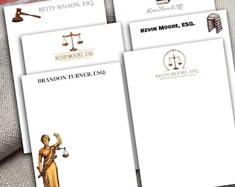 Personalized Lawyer Notepad with Legal Icons – Custom Stationery Pad for Attorneys, Judges, Law Firms & Legal Professionals – Esq notepad