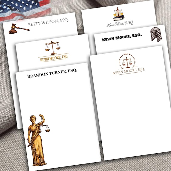 Personalized Lawyer Notepad with Legal Icons – Custom Stationery Pad for Attorneys, Judges, Law Firms & Legal Professionals – Esq notepad