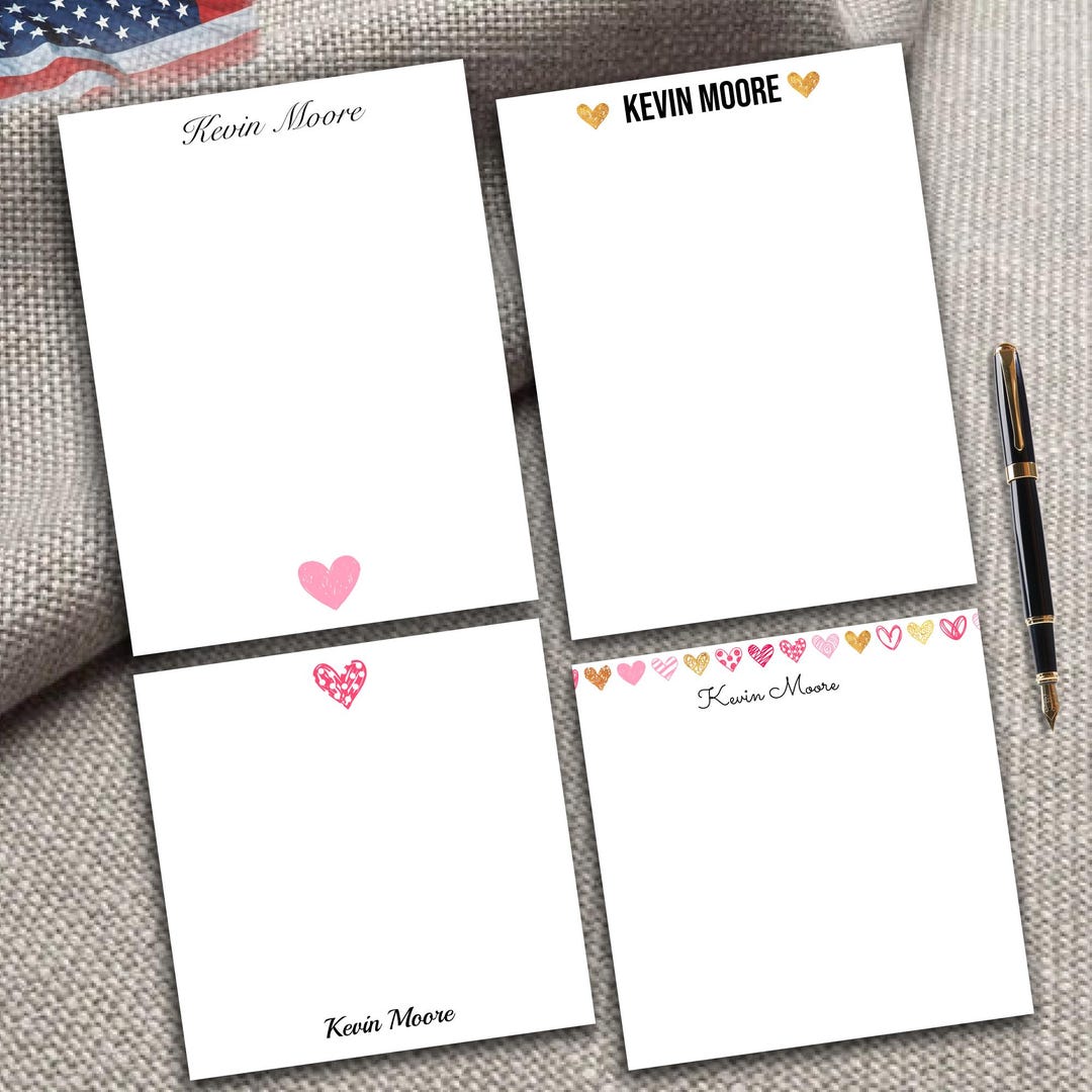Personalized Heart Notepad – Custom Name Love Themed Stationery Pad for ...