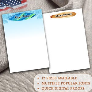 Personalized Surf Notepad, Tropical Writing Pad, Surfboard Gift, Coastal Office Decor, Summer Memo Pad, Ocean Lover Gift, Beach Stationery