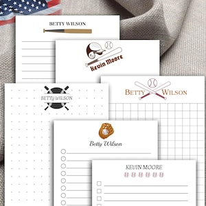 Personalized Baseball Notepad for Sports Lovers – Custom Name Memo Pad with Bat, Glove, Ball – Great Gift for Teen Athletes, Coaches, Fans