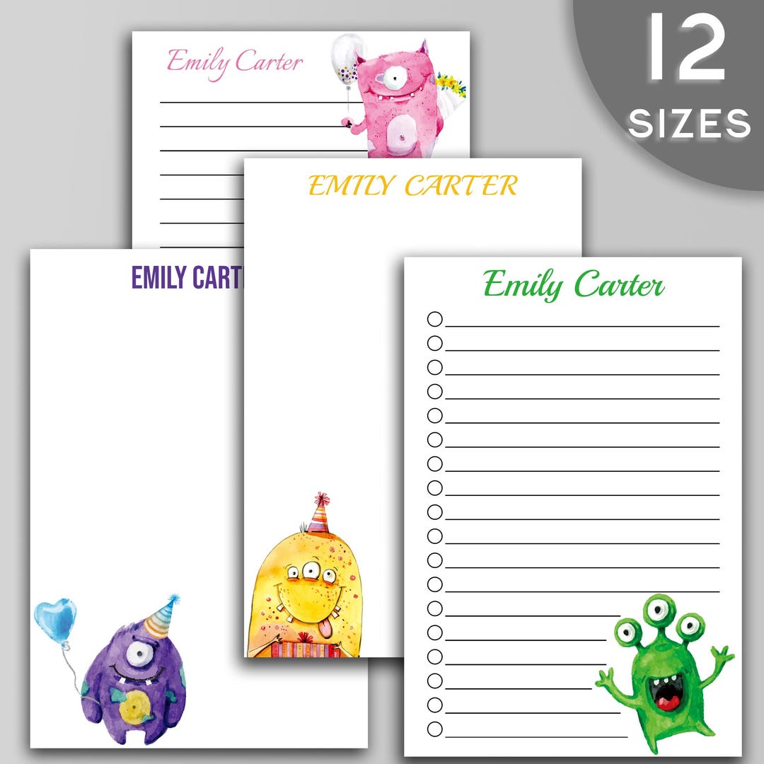 Personalized Monster Notepad – Cute Custom Name Kids Note Pad – Fun ...