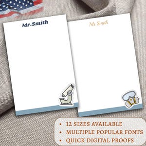 Personalized Science Notepad - Custom Name Lab Journal - STEM Teacher Gift - Scientist Stationery - Chemistry & Biology Themed Pad