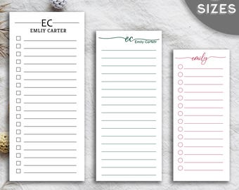 Personalized Monogram Skinny Notepad – Custom Name Pad for Desk or Gift – vertical notepad for her – checklist notepad – planner notepad