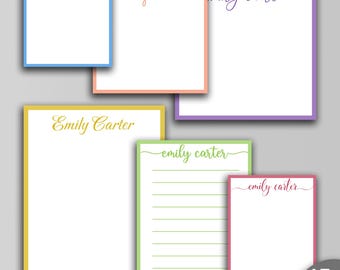 Colorful Personalized Notepad with Name • Custom Border Design • 15 Sizes • Cute, Fun Gift for Women, Teachers, Home, and Office Use