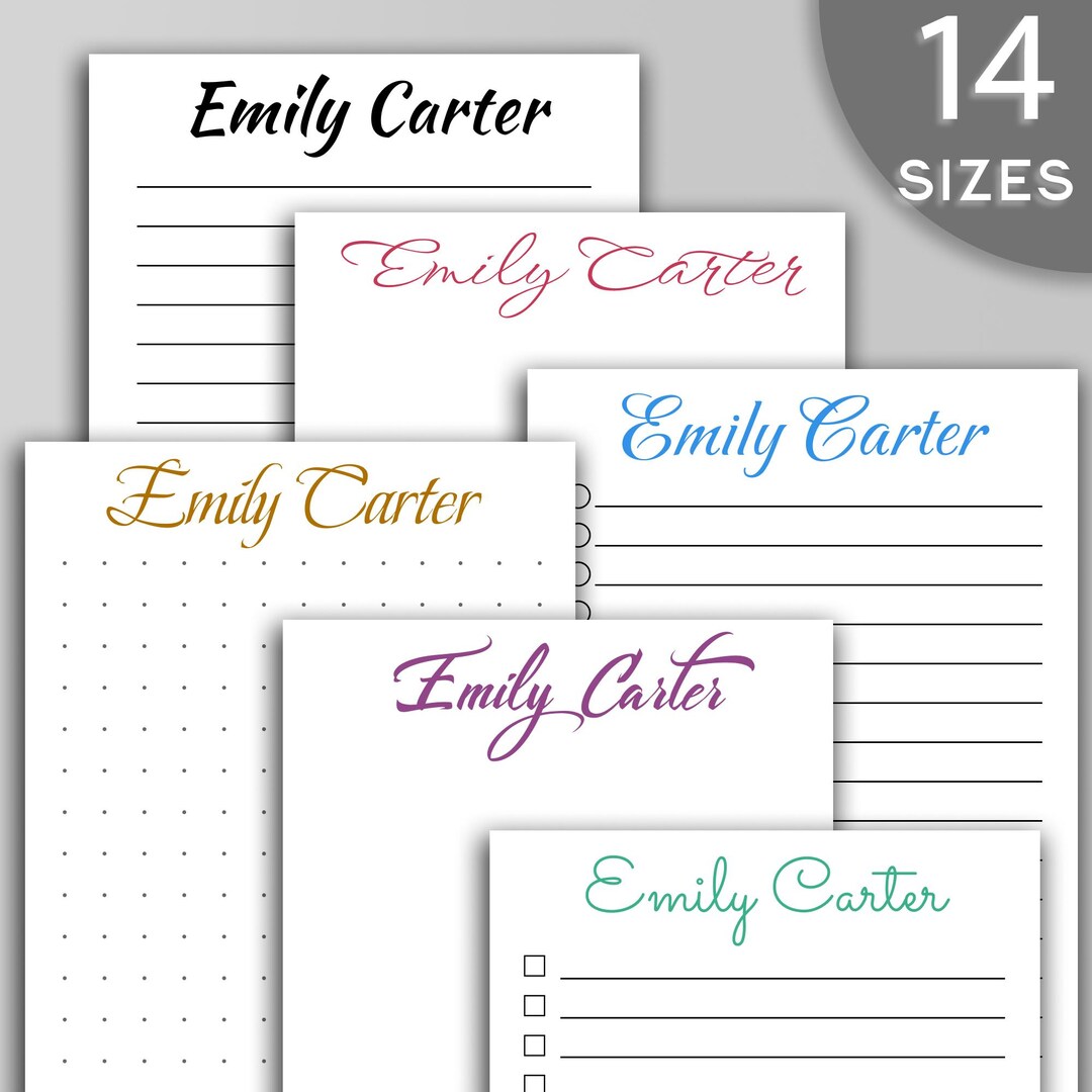 Personalized Notepad – Custom Name Desk Pad – Typographic Writing ...