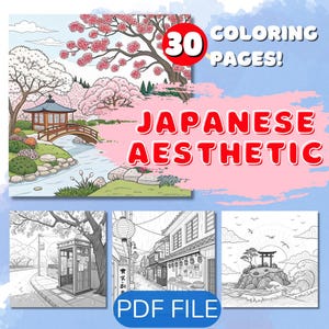 Japanese Coloring Pages for Adults | Printable Adult Coloring Book |  Printable PDF file | Instant Download | Japan Coloring Book | 30 Pages