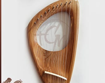 10 String Pentatonic Lyre Harp | Handcrafted Ash Wood Musical Instrument | Soothing Healing Sound | Beginner & Kids Friendly Lyre