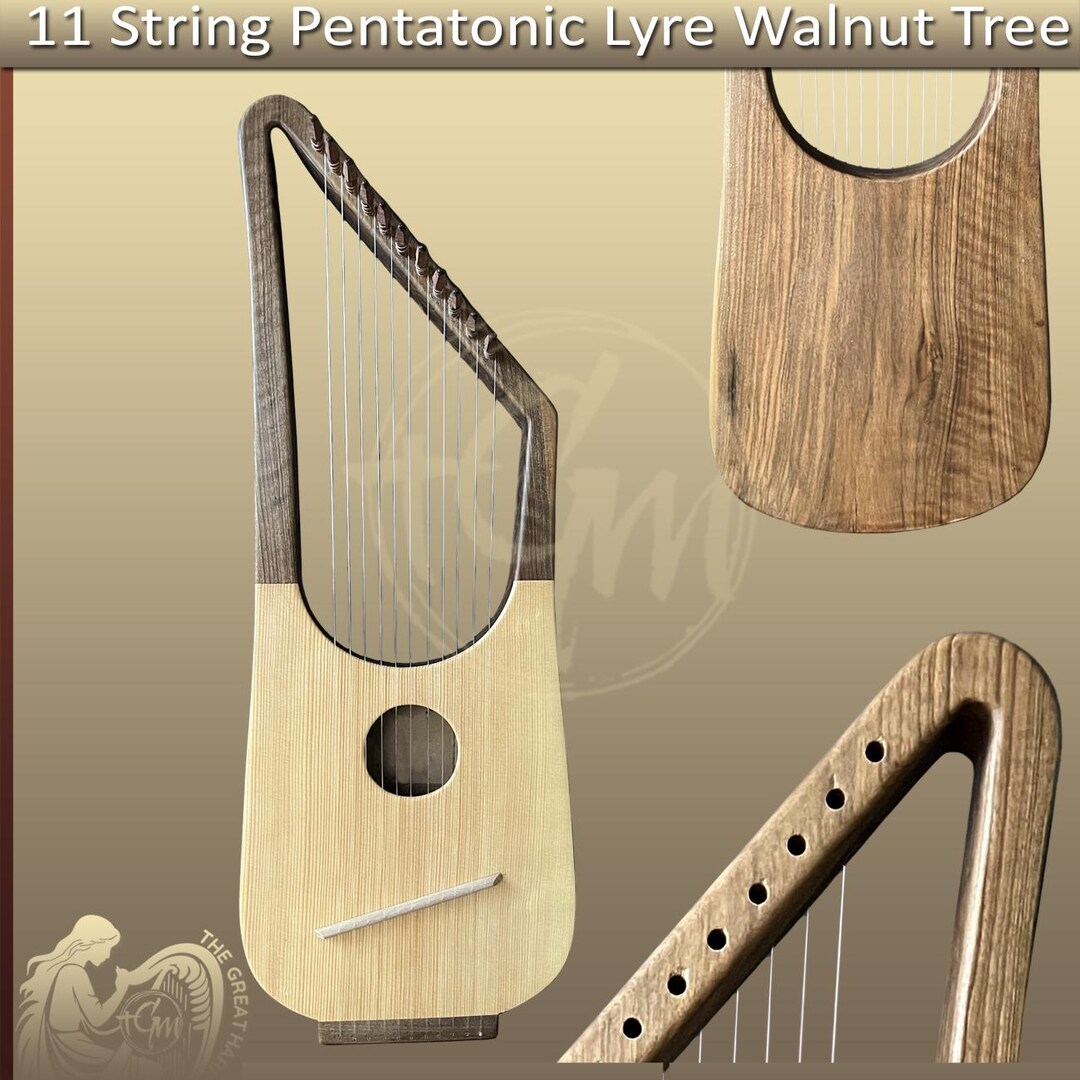 Lyre String Layout Lyre 11 String Diatonic and Chromatic Tuning Scheme Walnut Wood Premium ...