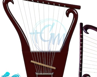 Arpa de 10 cuerdas King David Lira irlandesa Highland Solid Meggido con juego de llaves