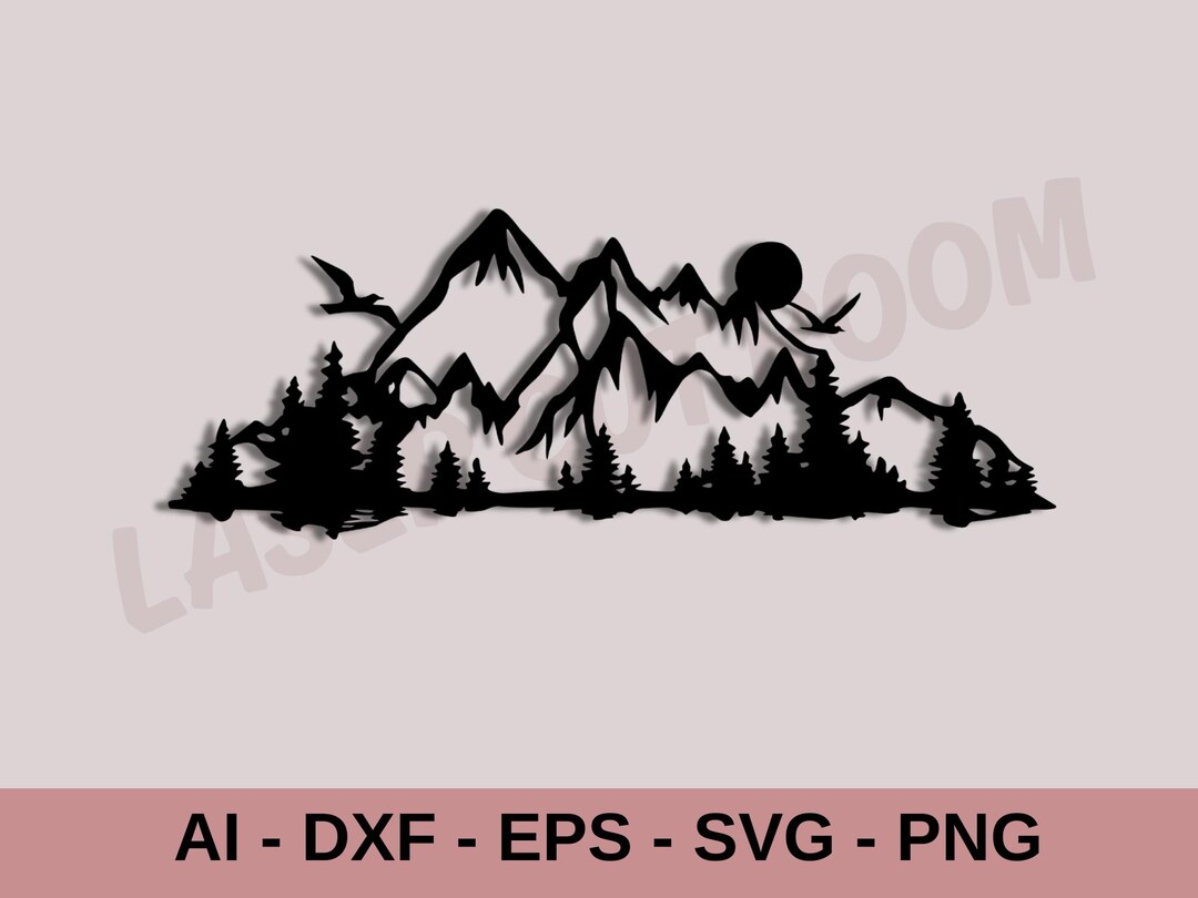 Forest Moon Mountain SVG DXF EPS Png Ai | Night Landscape Nature Metal ...