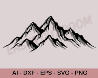 Mountain Silhouette SVG DXF Eps Png Ai | Minimal Mountain Landscape Vector Cut File for Cricut Metal Wall Art