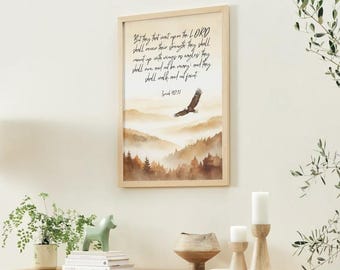 Isaiah 40:31 KJV Bible Verse Wall Art, But They That Wait Upon the LORD, Poster, Christian Home Decor, Inspirational Scripture Print