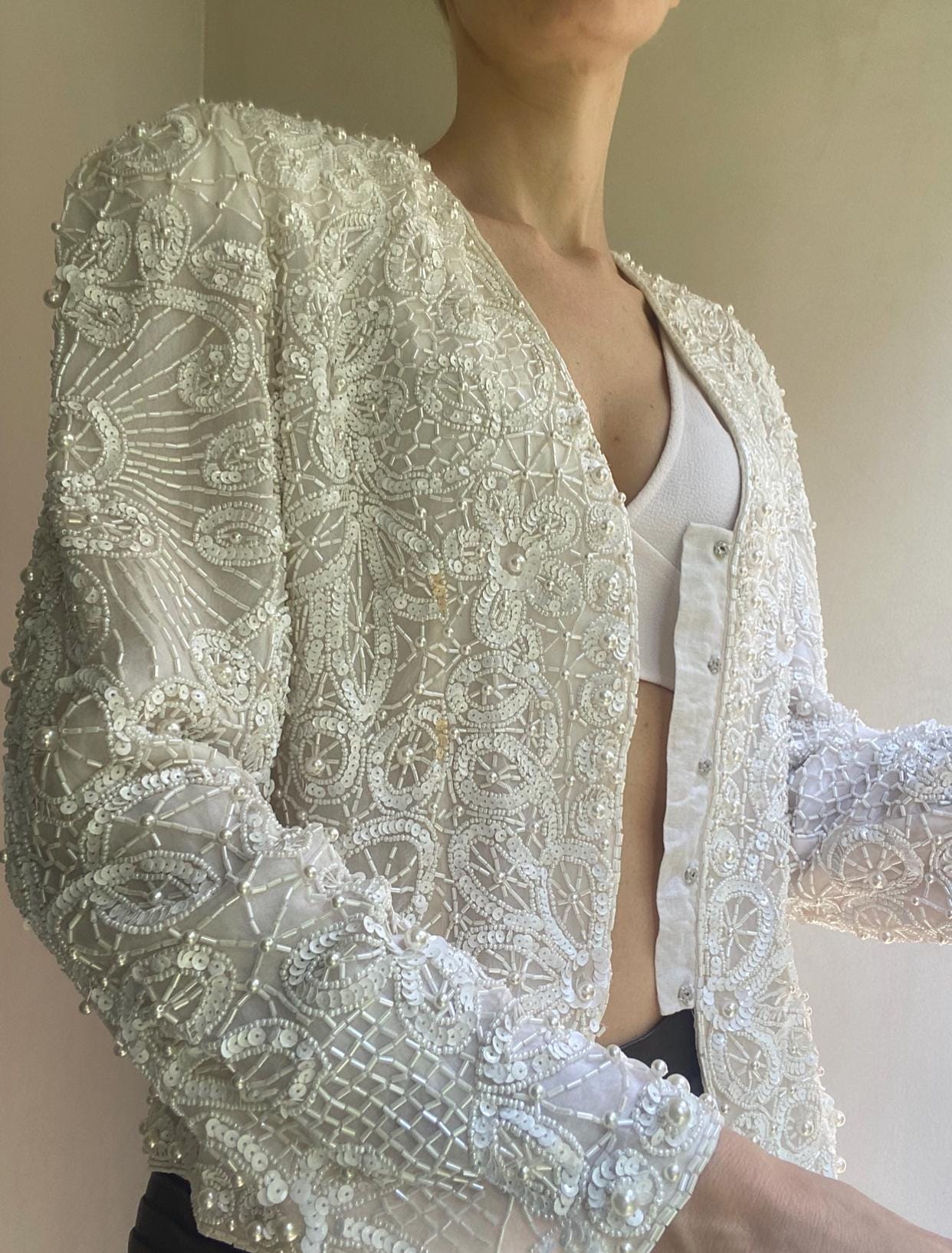 Vintage Embroidered Silk Beaded Jacket - 80s Handcrafted Women's
