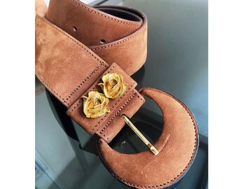 Wide Real Leather Belt by Merete Fonnesberg Made in Italy  display picture 1