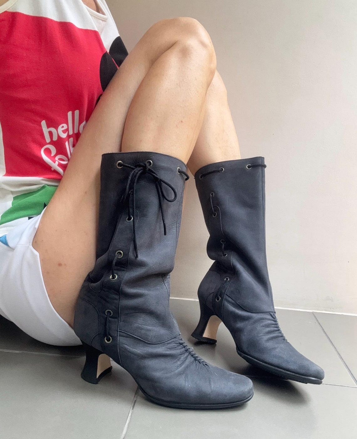 Comfortable women's retro-style boots Japanese-inspired vintage boots with a low comfortable heel for autumn, foto 3 di 5