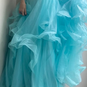 Tulle Airy Long Skirt Fairy Princess Fluffy Maxi Halloween Costume Elsa Skirt Party Photo Shoot tulle tiered evening prom skirt with flounce