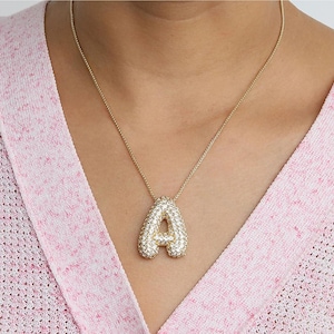 Collar con letra 3D - Collar con colgante inicial 3D - Oro