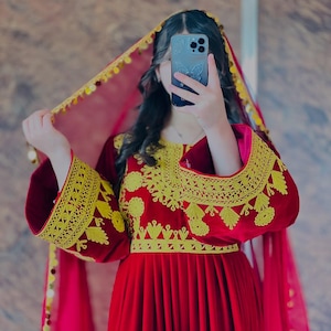 Handmade Embroidered Afghan Dress: Kuchi Tribal Wedding Outfit